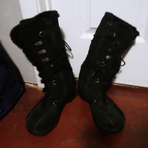Black suede boots